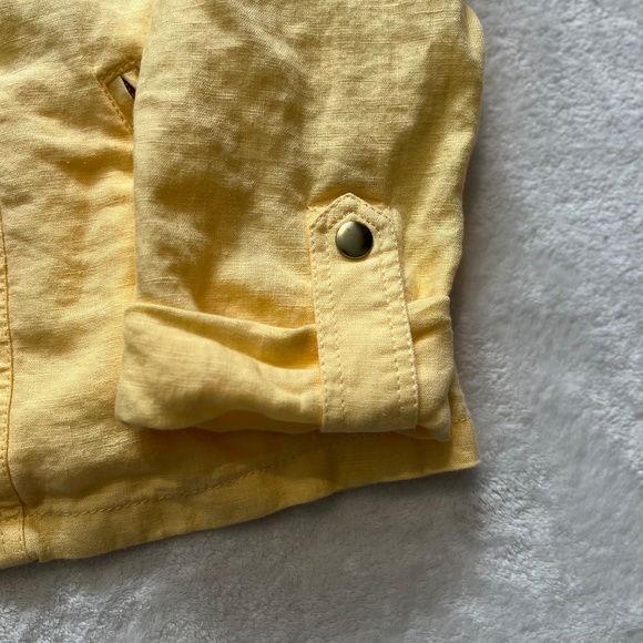 Chico's Yellow Linen Open Front Blazer - Picture 3 of 9